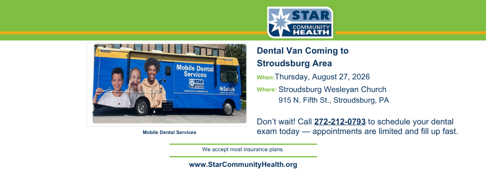 Dental Van at SWC: Thursday, August 27, 2025 Call 272-212-0793 to make an appointment